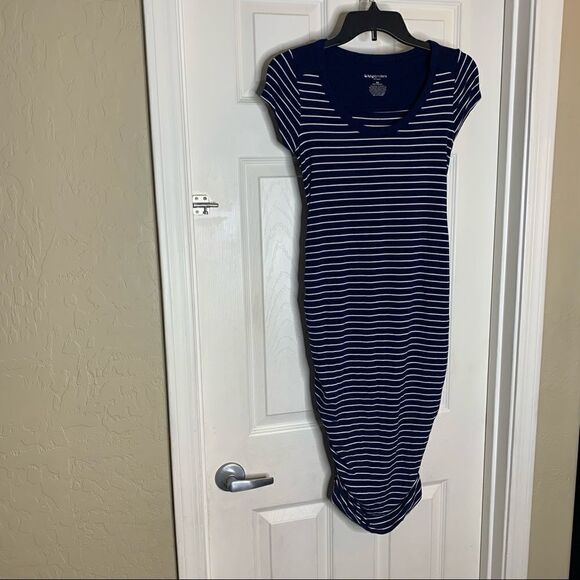 Liz Lange Maternity Navy and White Striped Bodycon Dress Size XS - Picture 3 of 8